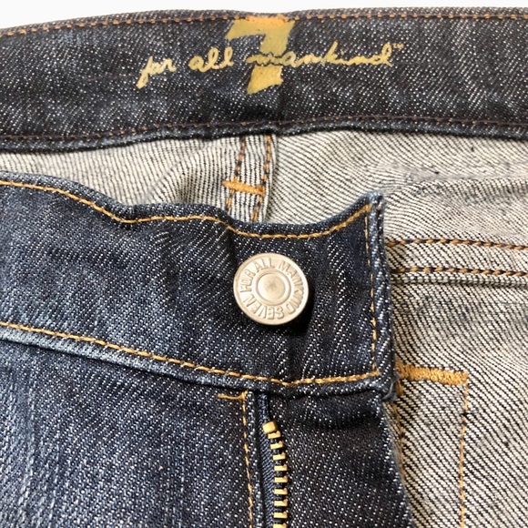 7FAM Women’s Distressed Dark Wash Premium Stretch Denim Lowrise Bootcut Jeans 30 - Picture 7 of 16